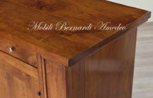 Handcrafted sideboard made of solid walnut with 3 Piedmontese style doors